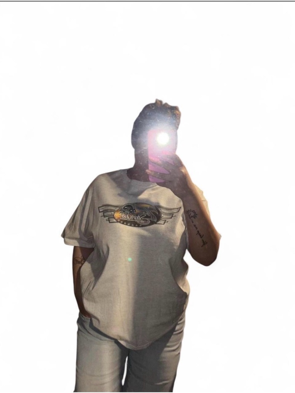 Gildan Cream Graphic Crew Neck T-Shirt